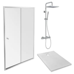 Receveur douche Ipso 120 x 80 cm + paroi coulissante niche + colonne douche Brigitte