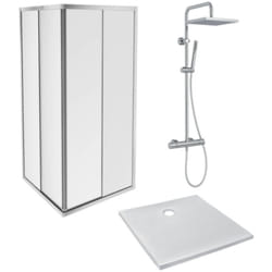 Jacob Delafon - Pack douche avec receveur Ipso, colonne douche Brigitte et paroi de douche Serenity