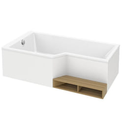 Baignoire bain douche 160 x 90 cm Neo blanc brillant gauche