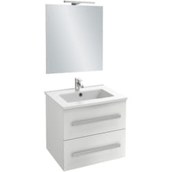 Pack meuble vasque 60 cm Ola up blanc + miroir + spot