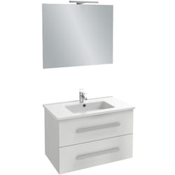 Jacob Delafon - Meuble vasque 80 cm Ola Up blanc brillant avec miroir et spot