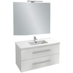 Pack meuble vasque 100 cm Ola up blanc + miroir + spot