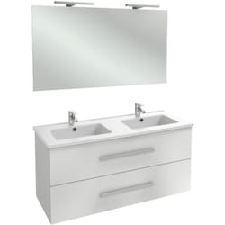 Jacob Delafon - Meuble double vasque 120 cm Ola Up blanc brillant avec miroir et spots
