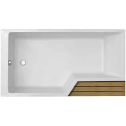 Baignoire bain douche antidérapante Jacob Delafon Neo, blanc mat 150 x 80, gauche