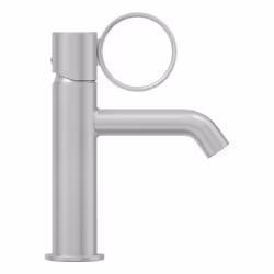 Mitigeur lavabo bas Vivienne chromé brossé avec bague chromée brossée