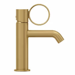 Mitigeur lavabo bas Vivienne laiton brossé avec bague laiton brossée