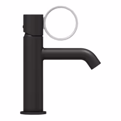 Mitigeur lavabo bas Vivienne noir mat avec bague chromée brossée