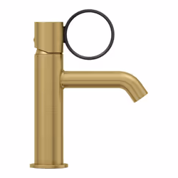 Mitigeur lavabo bas Vivienne laiton brossé avec bague noire mate