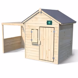 Cabane enfant en bois non traité - JARDIPOLYS - Playhouse Alpaga - Avec pergola - Dimensions 245 x 128 x 162 cm