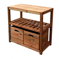 Table de rempotage teintée brun - 2 bacs de rangement TERO - Cerland