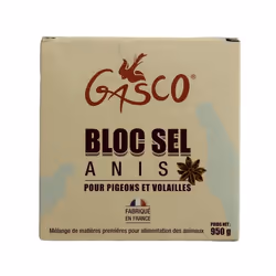 Gasco Bloc sel anis, 950 g, Coquilles de mer broyées, sulfate de calcium, carbonate de sodium, chlorure de sodium, phosphate. ...