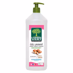L'ARBRE VERT Gel lavant mains, corps et cheveux écologique, Crème de douche, 1000 ml, Adultes, Unisexe, Corps et cheveux, Pea ...