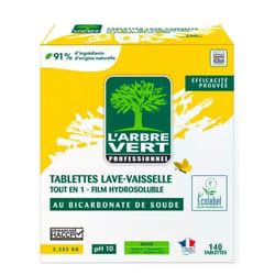 L'Arbre Vert - Tablettes Lave-Vaisselle Tout-en-1 EcoLabel Citron - Sans Phosphate - Boîte de 140 Tablettes pour un Nettoyage Efficace