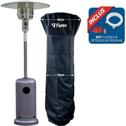 Parasol chauffant gaz FAVEX - Gris - 13 kW - Housse et connectique incluses