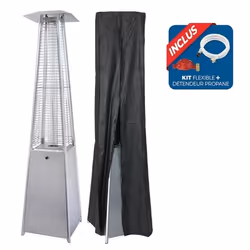 Chauffage extérieur gaz FAVEX - Pyramide - Gris - Housse de protection incluse
