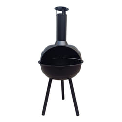Favex - Brasero Boule Cheminée d'extérieur - Bûches & Charbon et bois - Brasero rond de jardin, terrasse - Sur Pieds - Structure Acier peint - Noir