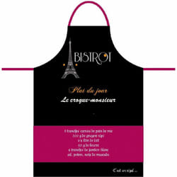 Enesco - Tablier adulte à nouer - recette du croque-monsieur bistrot