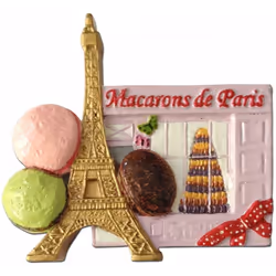 Magnet Paris petits gâteaux En relief Hauteur : 7 cm