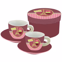 Set Expresso Comprend 2 tasses et 2 sous tasses Céramique Dimension de la tasse : Hauteur 5 cm - Ø 6 cm Diamètre de la soucou ...