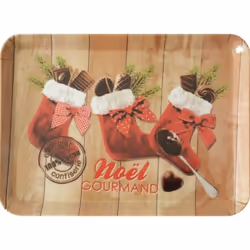 Petit plateau rectangulaire en mélamine Chocolats de Noel En mélamine Dim : 23.5 x 17.5 cm