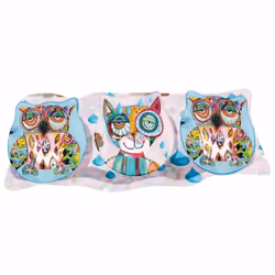 Ensemble de petites Coupelles en verre Chouette et chat 3 petites coupelles rondes sur un plateau rectangulaire En verre Dim  ...