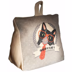 Cale porte Chat à Lunettes 100% polyester Dimensions : Hauteur 19 cm x Largeur 19 cm x Profondeur 11 cm Ce cale-porte en form ...