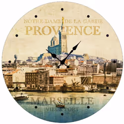 Pendule Marseille En Bois Diam : 29 x 29 cm Fonctionne avec une pile LR6 non fournie