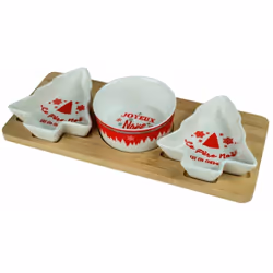 Ensemble de petites Coupelles sur Planche En céramique et bois Dimensions totales : Hauteur 4 cm - Profondeur 12 cm - Largeur ...