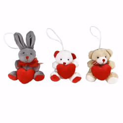 Lot de 3 Petites peluches Ours et lapin - Décoration de sapin Hauteur : Oursons 7 cm - Lapin 10 cm Polyester A partir de 36 m ...