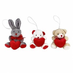 Lot de 3 Petites peluches Ours et lapin - Décoration de sapin