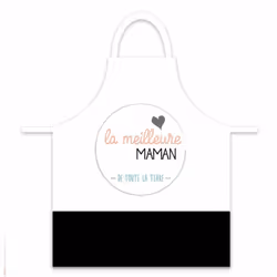 Tablier adulte à nouer - Meilleure Maman Taille adulte 100% coton Hauteur 78 cm - Largeur 68 cm Créé et imprimé en France