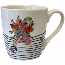 Tasse en céramique Blanche rayée Flamand Rose en coffret cadeau En céramique sérigraphiée Livrée en coffret cadeau Dimensions ...