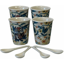 Coffret de 4 Gobelets Expresso en céramique Beige Allen Designs