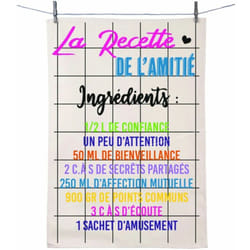 Torchon en coton décoré - Recette de l'amitié