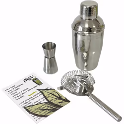 Kit à cocktails Mojito Coffret cadeau contenant : 1 Shaker 1 doseur 1 passoire 1 fiche recette En métal Dimensions du coffret ...