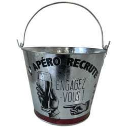 Seau à bière L'apéro recrute en métal aspect zinc