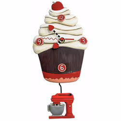 Horloge Cup cake 1 balancier : 1 robot de cuisine rétro En résine Dimensions : Hauteur 25 cm (hors balancier) - Largeur 17 cm