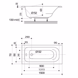Allibert - Baignoire gain de place Flavis 150 x70 cm