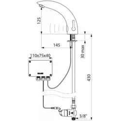 Mitigeur de lavabo électronique Tempomatic Mix 2 sur plage M12x17 - alimentation par boîtier électronique à piles 6V Delabie