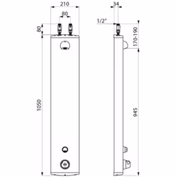 Panneau de douche aluminium avec mitigeur thermostatique Securitherm. Déclenchement souple. Temporisation réglée à 30 sec. Dé ...