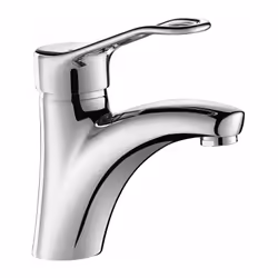 Mitigeur de lavabo chromé avec vidage Bec fixe avec mousseur Fixation sur lavabo Raccordement F 3/8' (12x17) Livré avec flexi ...
