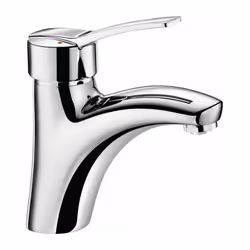 Mitigeur de lavabo chromé Bec fixe avec mousseur Fixation sur lavabo Raccordement F 3/8' (12x17) Livré avec flexibles de racc ...