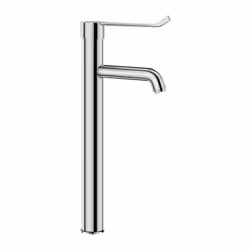 Mitigeur de lavabo chromé Manette commande au poignet Bec mobile avec mousseur Fixation sur lavabo Raccordement F 3/8' (12x17 ...