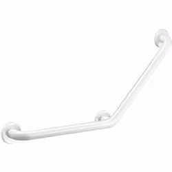 Description générale Barre d'appui coudée à 135° en inox époxy blanc, spécialement conçue pour sécuriser les salles de bain e ...