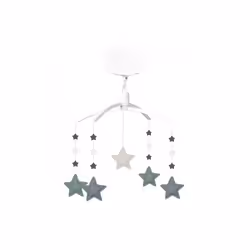 Mobile Musical Etoiles - TROUSSELIER - Mobile Musical - Mixte - Bébé - Pile - Lin Céladon Beige et Bleu Gris