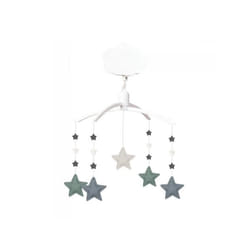 Mobile Musical Etoiles - TROUSSELIER - Mobile Musical - Mixte - Bébé - Pile - Lin Céladon Beige et Bleu Gris