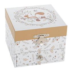 Boite à Musique - Ecureuil dans la Prairie - Blanc - Pour Bébé - 10.5 x 10.5 x H 8.5 cm