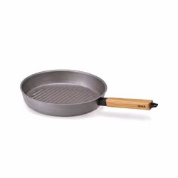 BEKA 13978284, Rond, Poêle grill, Acier, Acier au carbone, Vitrocéramique, Gaz, Induction, Plaque étanche, Bois