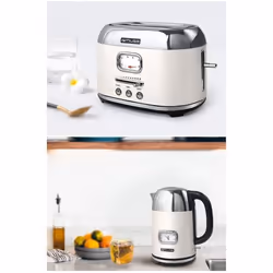 Pack Bouilloire Sans Fil - Vintage - 2200W - 1.7L - Inox - Blanc