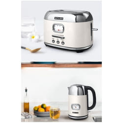 Pack Bouilloire Sans Fil - Vintage - 2200W - 1.7L - Inox - Blanc